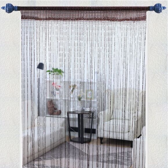String Curtain Fringe Panel Thread Strip Backdrop Divider for Decor Brown - Picture 4 of 6